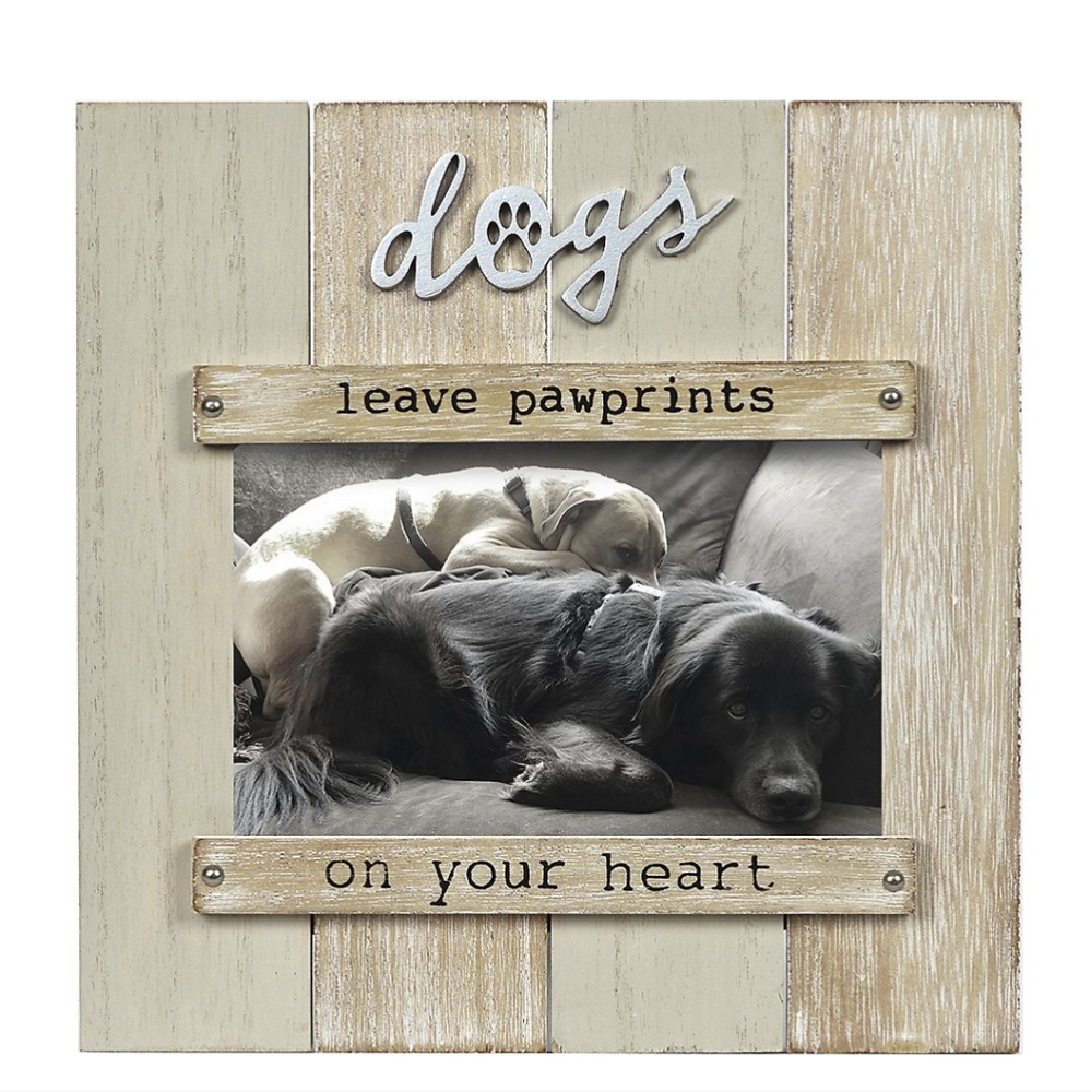 Distressed Picture Frame "dogs leave pawprints on your heart"